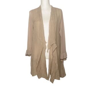 Aria Handmade Boho Sophia Dress cardigan Bell Sleeve Tunic Size XL Beige